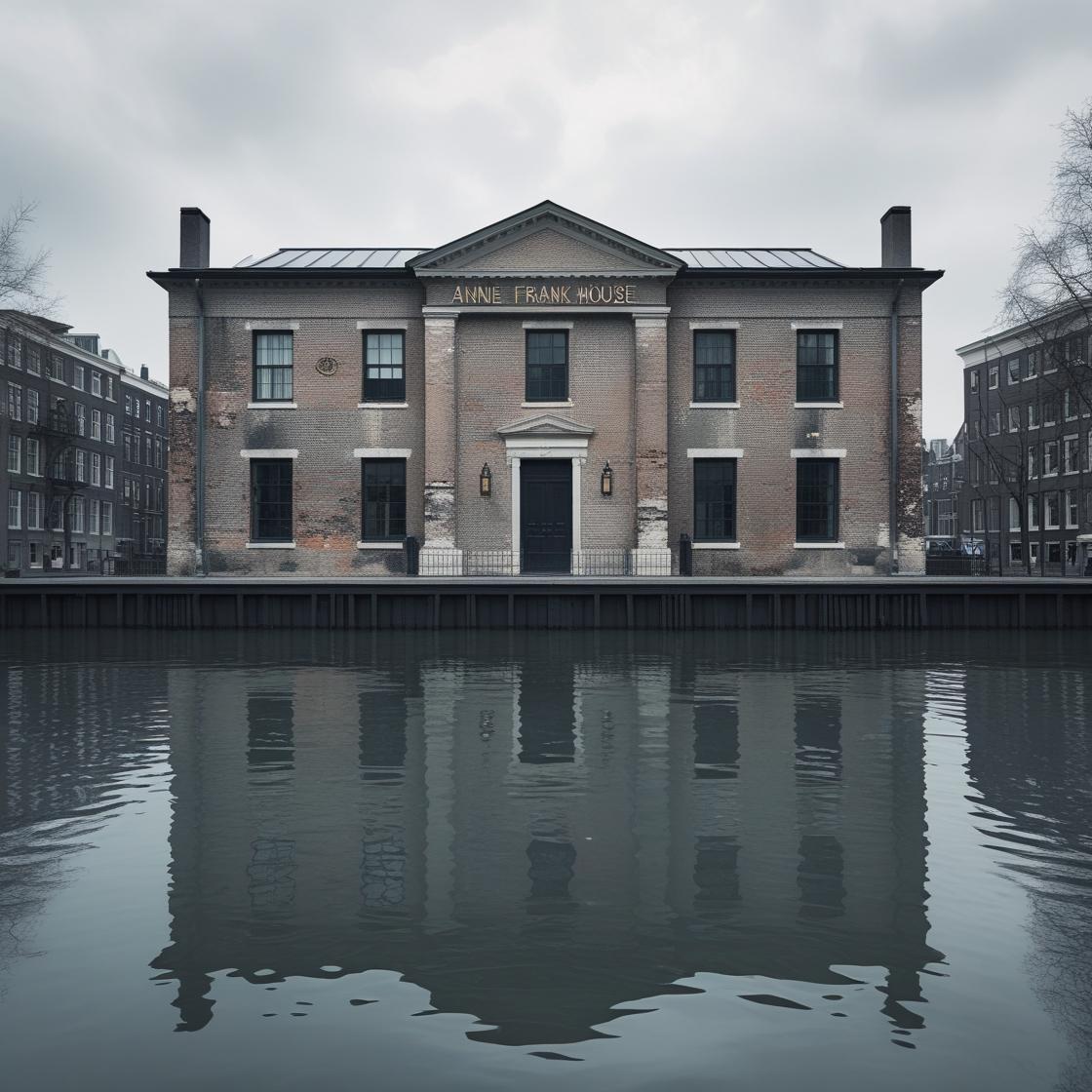 Exterior of the Anne Frank House by the canal